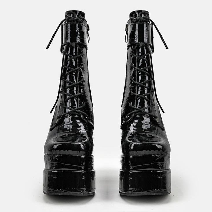 Square Toe Chunky Waterproof Platform Boots Newgew