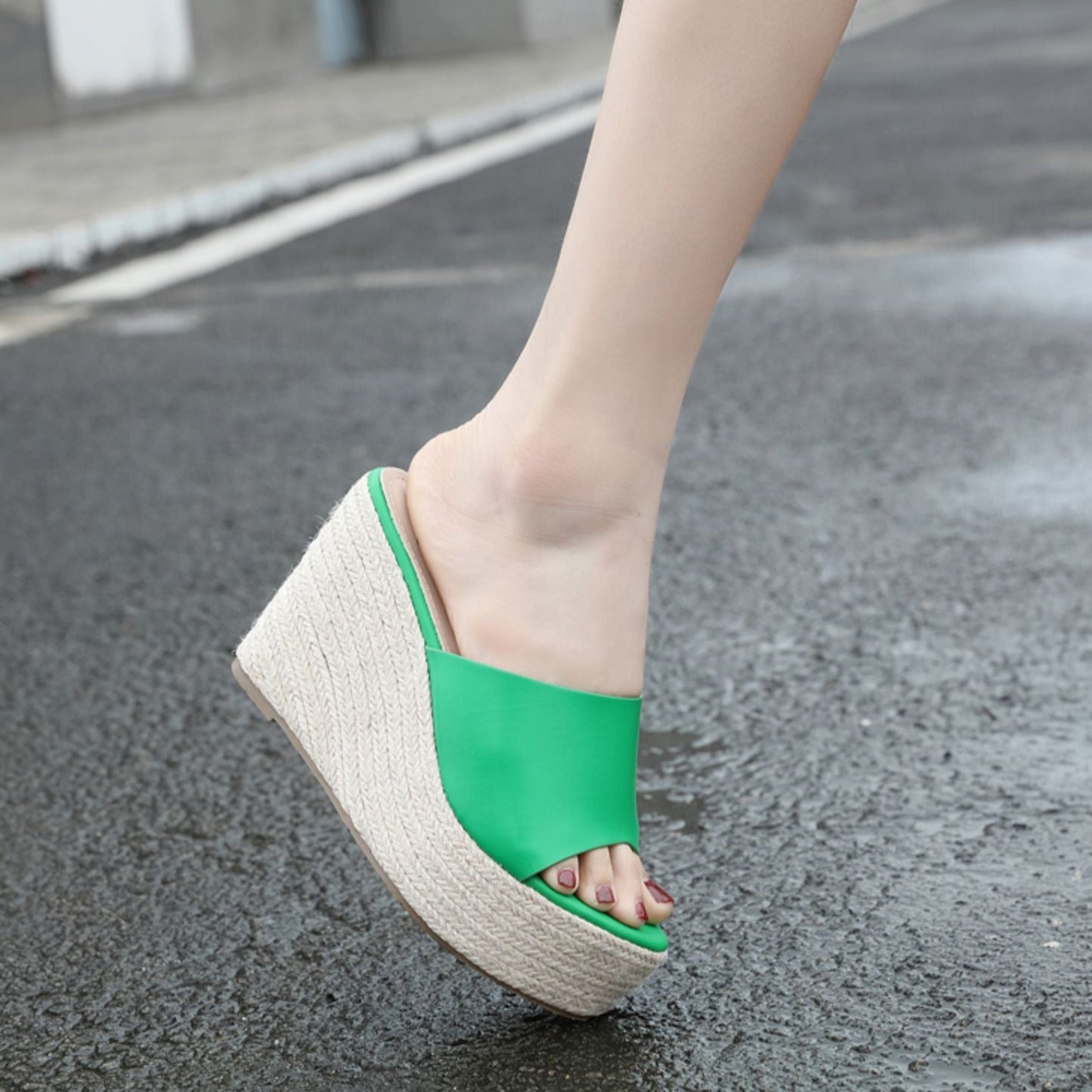 Slope Heeled Thick-soled Hemp Rope Sandals Newgew