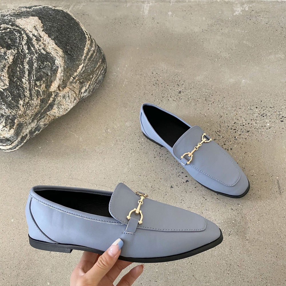 British Style Metal Buckle Loafer Flats Newgew
