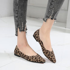 Suede Leopard  Point Toe Flats Newgew