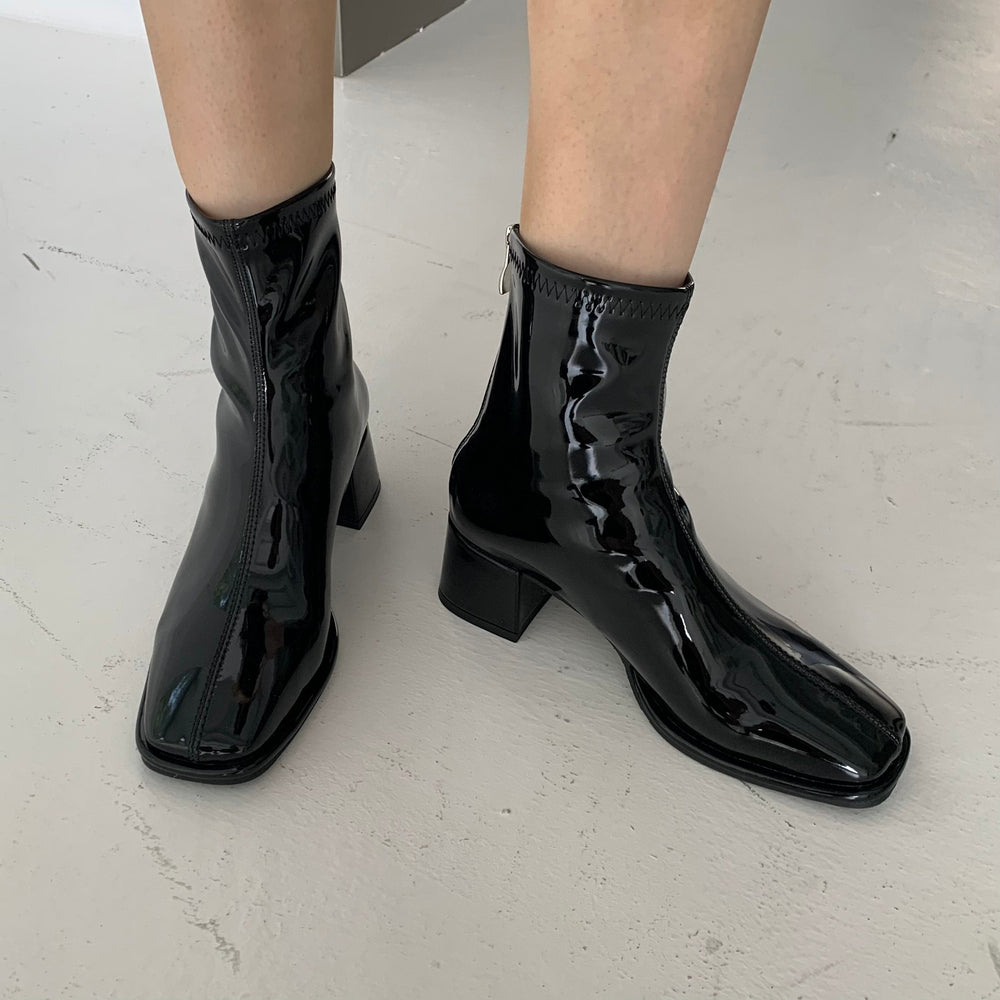 Chunky Heeled Back Zipper Short Boots Newgew
