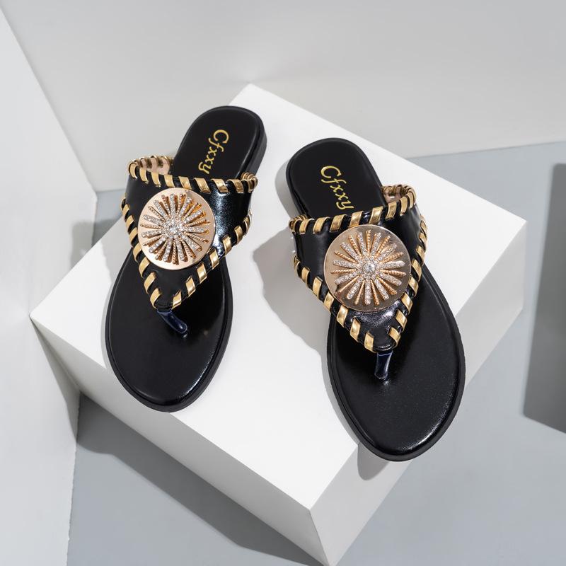 Rhinestone Flat Sandals Newgew