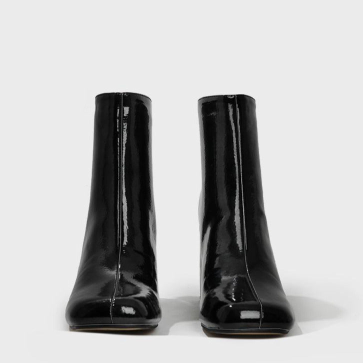 British Style Chunky Square Toe Mid-calf Boots Newgew
