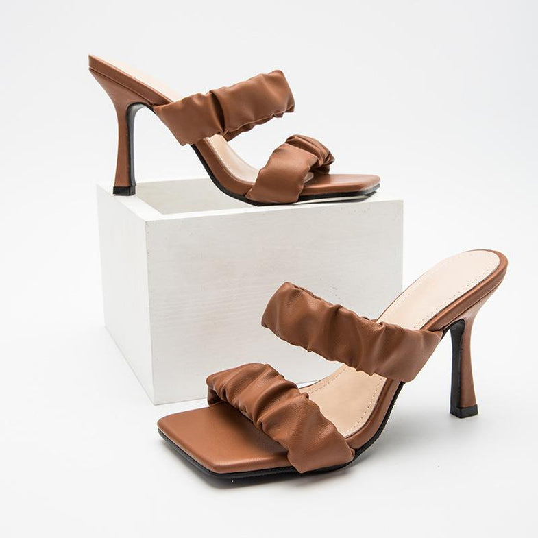 Ruched Detail Heeled Sandals Newgew