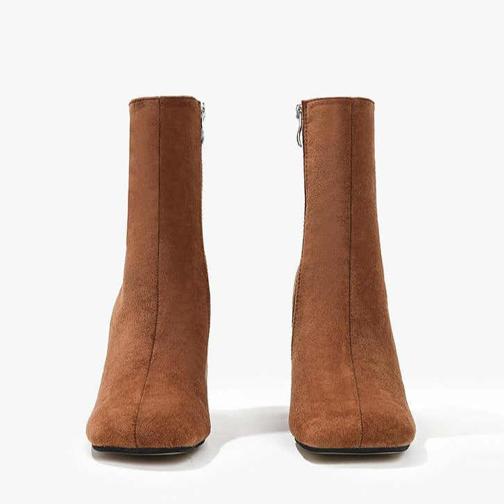 Faux Suede Zip Side Chunky Short Boots Newgew