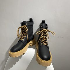 Round Toe Lace-up Martin Boot Martin Thick sole Boots Newgew