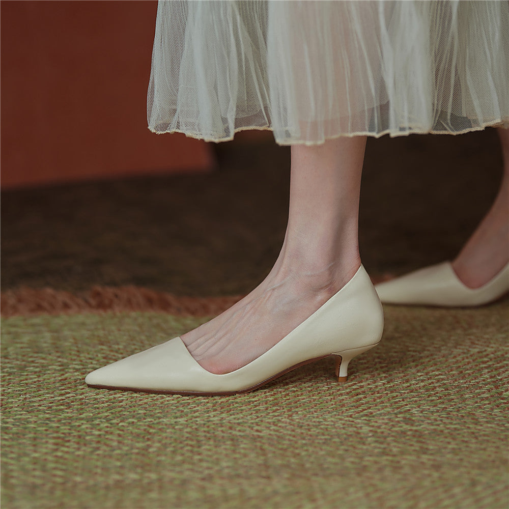 Xyla Handmade Pointy Toe Kitten Heels Newgew