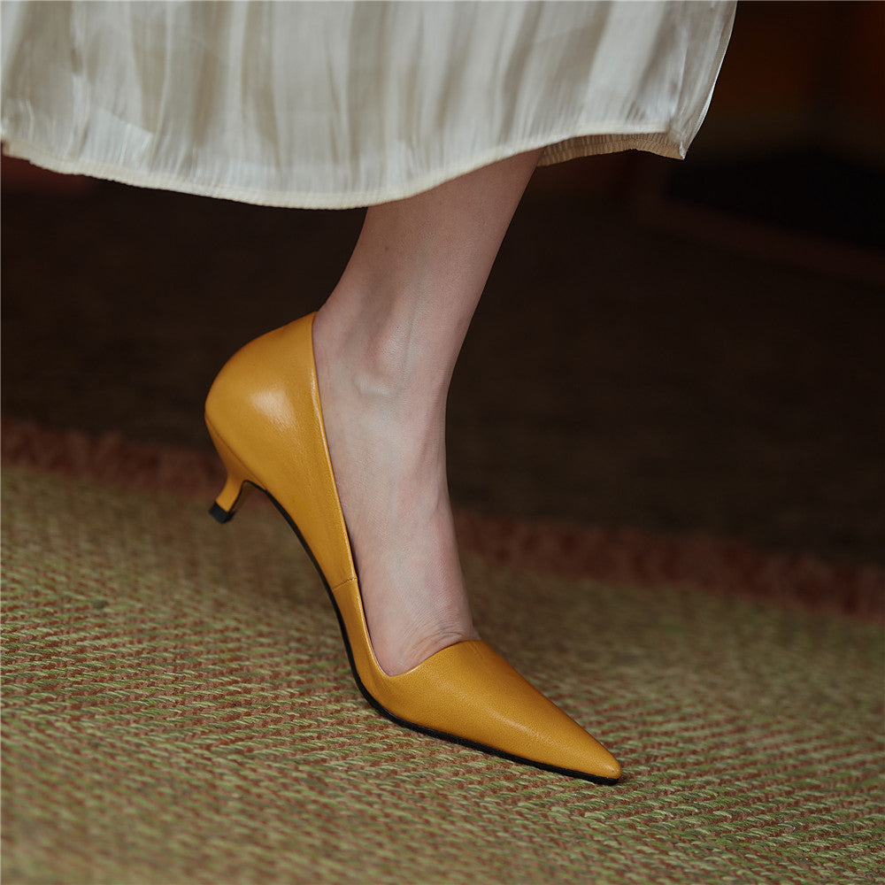 Xyla Handmade Pointy Toe Kitten Heels Newgew