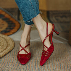 Chloe Cross Strap Kitten Heels NEW GEW