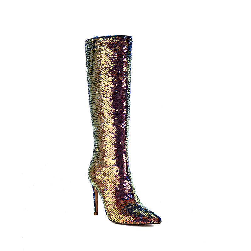 Haven Stiletto Heel Sequin Boots Newgew