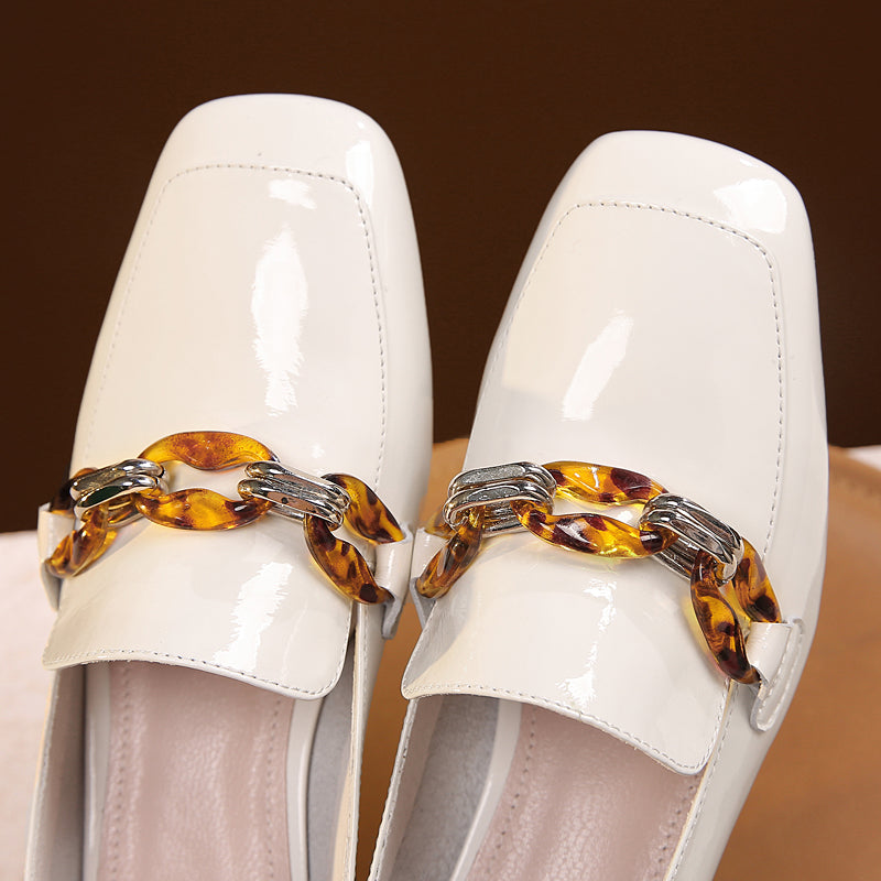 Eldora Low Heel Loafers with Chain Decoration NEW GEW