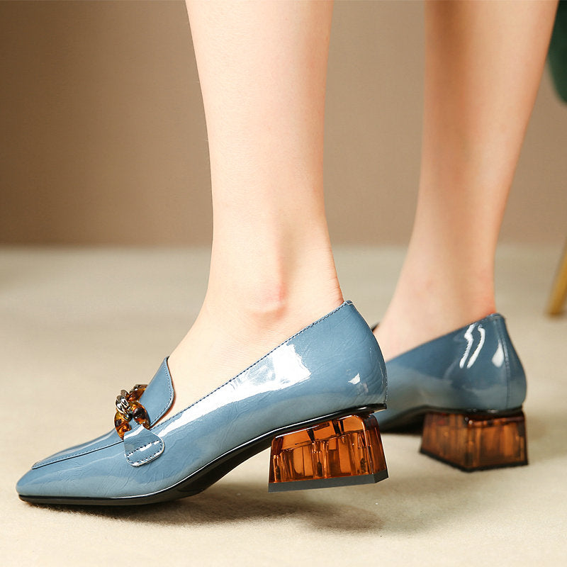 Eldora Low Heel Loafers with Chain Decoration NEW GEW
