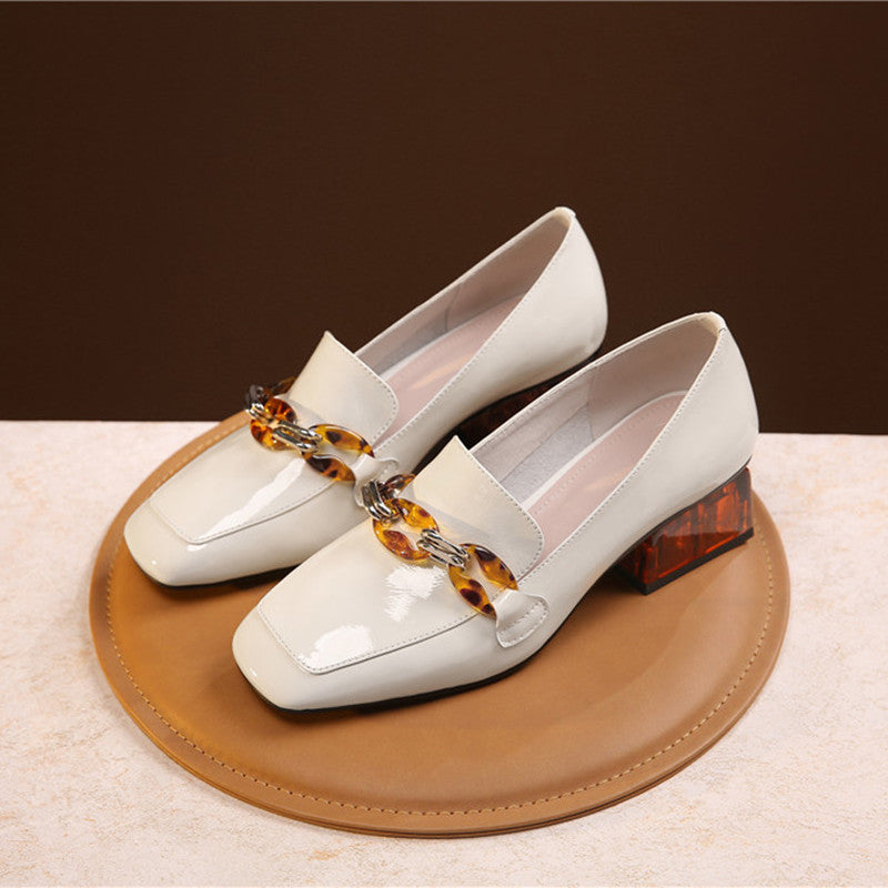 Eldora Low Heel Loafers with Chain Decoration NEW GEW