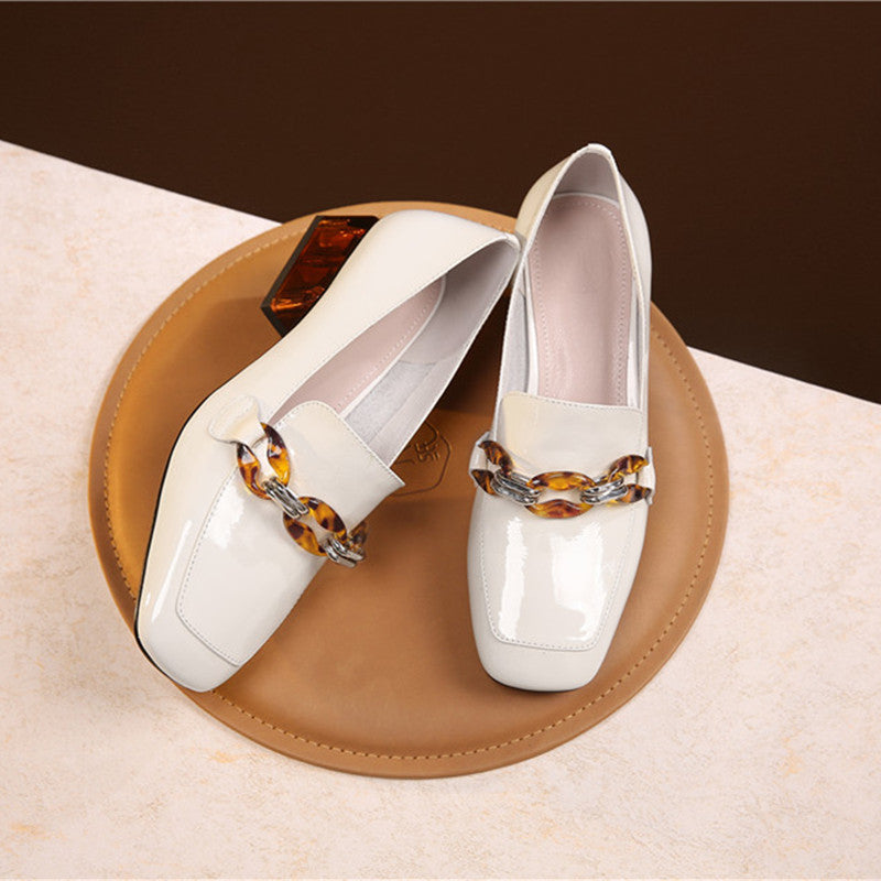 Eldora Low Heel Loafers with Chain Decoration NEW GEW