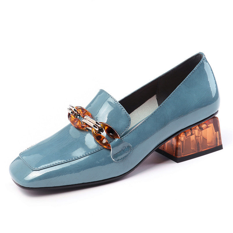 Eldora Low Heel Loafers with Chain Decoration NEW GEW