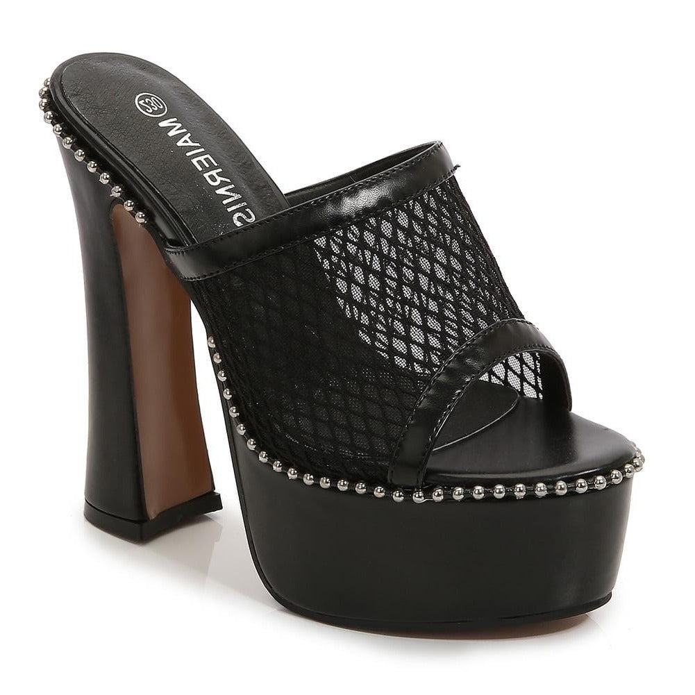 Platform Chunky Heeled Mule Sandals Newgew