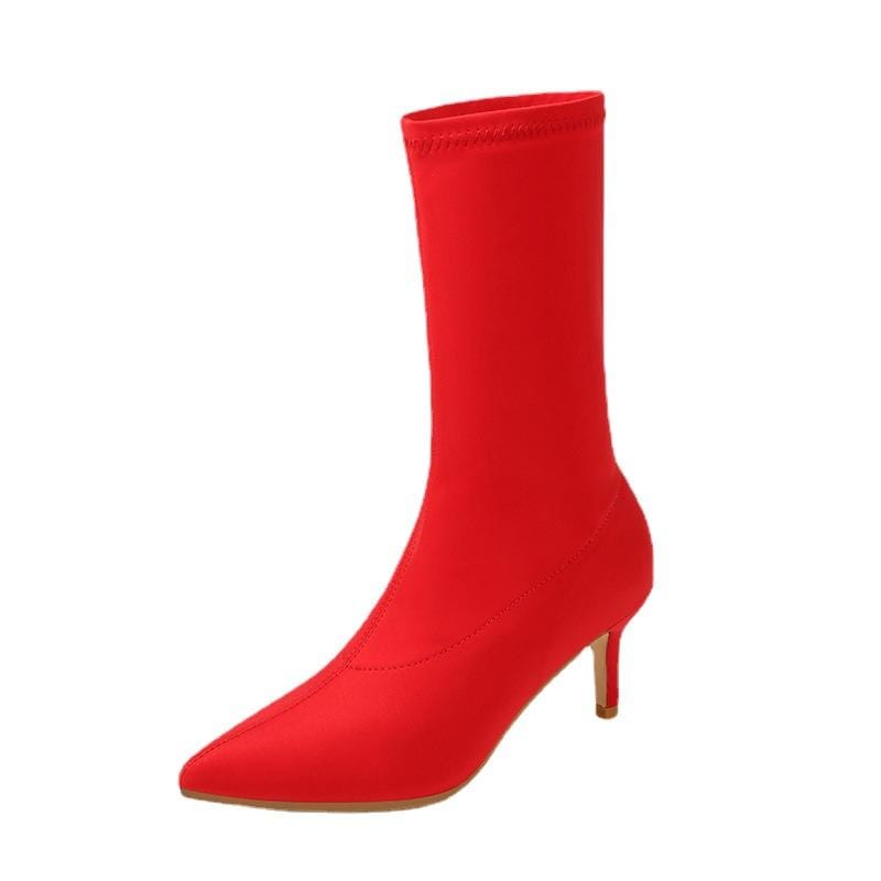Minimalis Solid Color Knit Boots Newgew