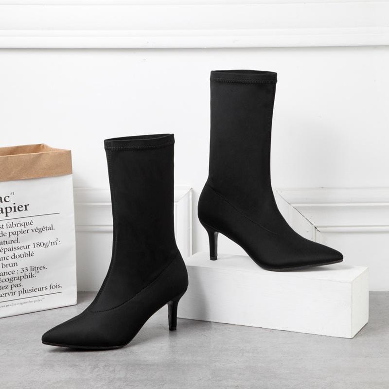 Minimalis Solid Color Knit Boots Newgew