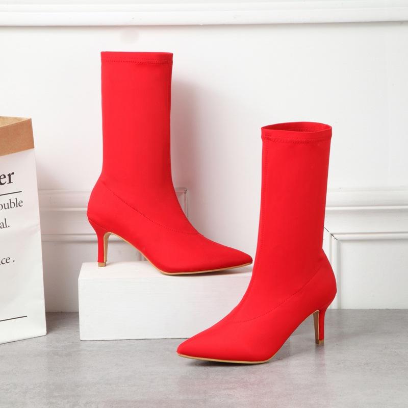 Minimalis Solid Color Knit Boots Newgew