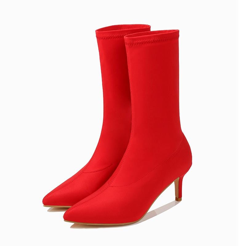 Minimalis Solid Color Knit Boots Newgew