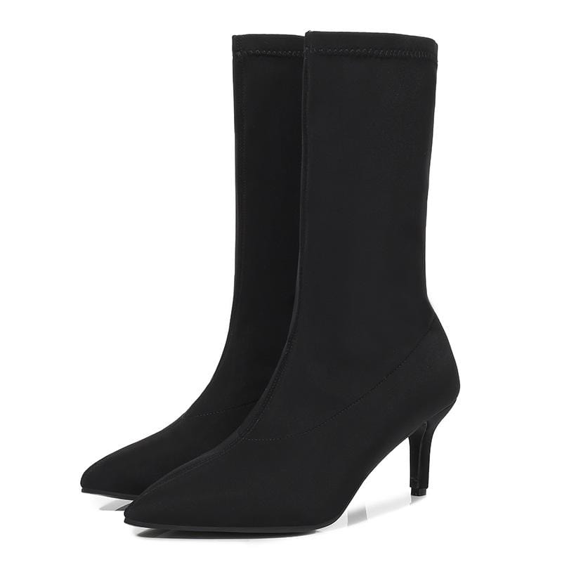 Minimalis Solid Color Knit Boots Newgew