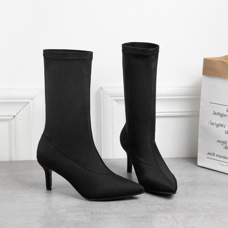 Minimalis Solid Color Knit Boots Newgew