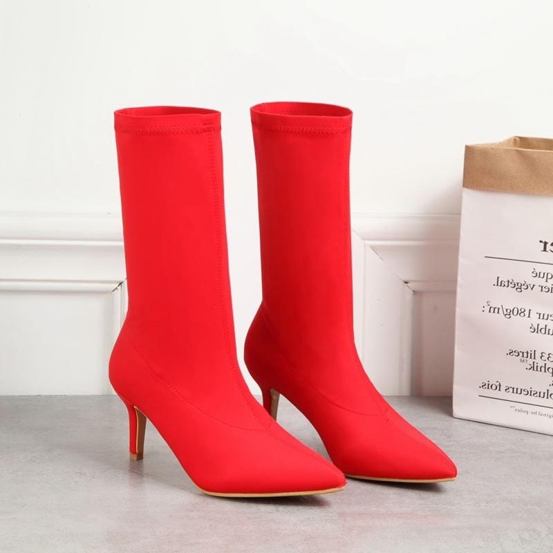 Minimalis Solid Color Knit Boots Newgew