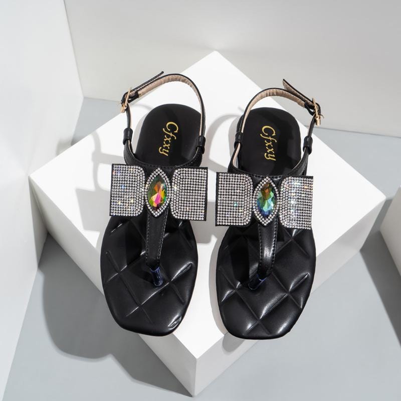 Rhinestone Flat Sandals Newgew