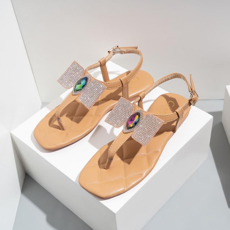 Rhinestone Flat Sandals Newgew