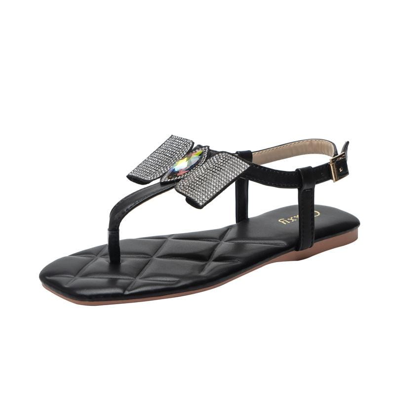 Rhinestone Flat Sandals Newgew
