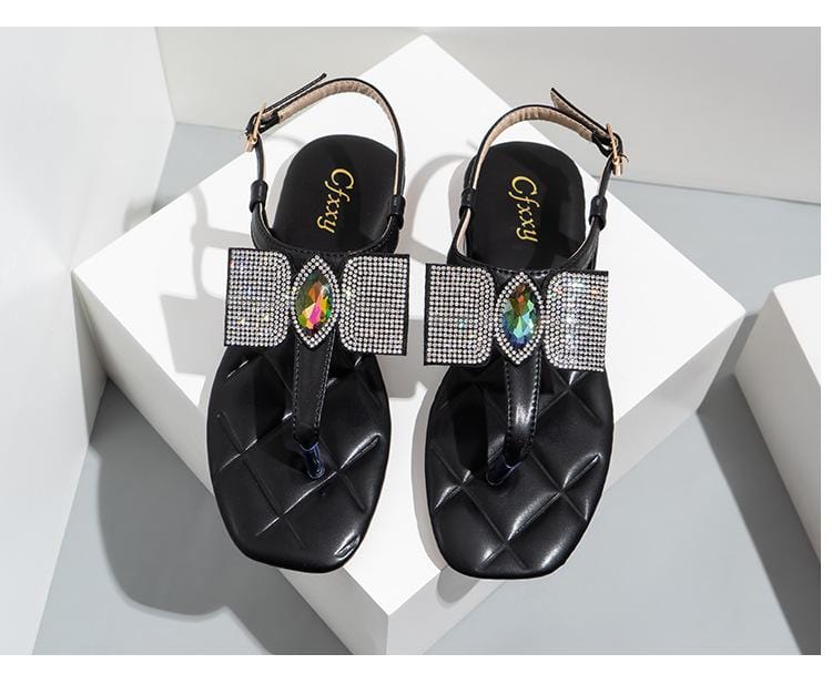 Rhinestone Flat Sandals Newgew