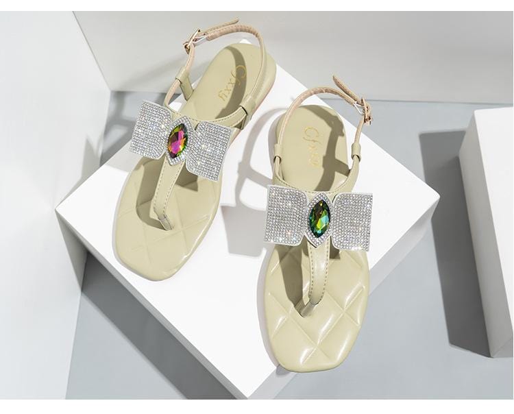 Rhinestone Flat Sandals Newgew