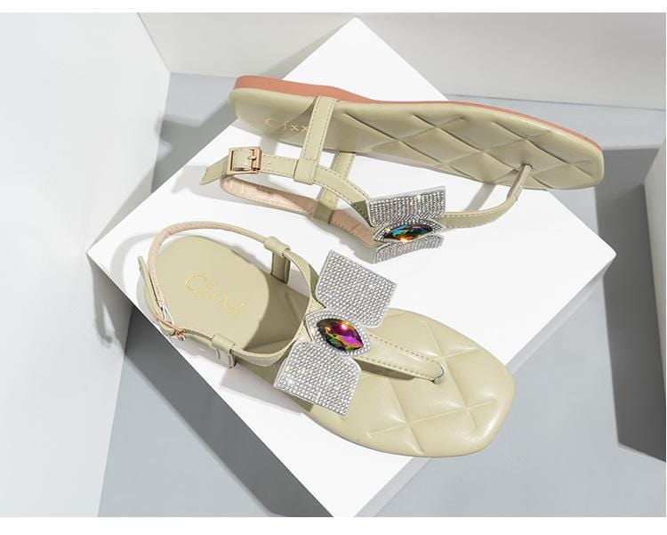 Rhinestone Flat Sandals Newgew