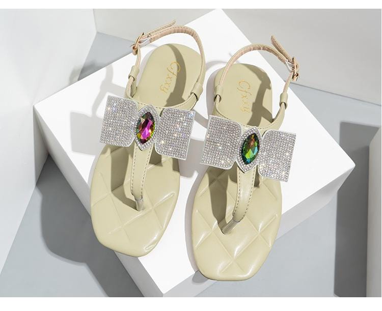 Rhinestone Flat Sandals Newgew