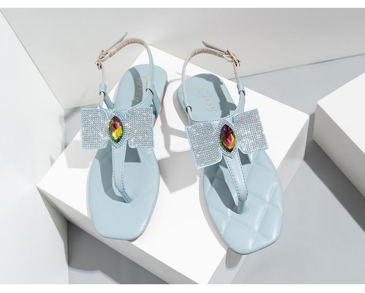 Rhinestone Flat Sandals Newgew