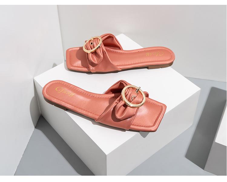 Square Toe Flat Sandals Newgew