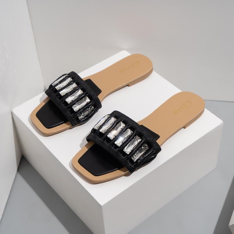 Rhinestone Leisure Flat Sandals Newgew