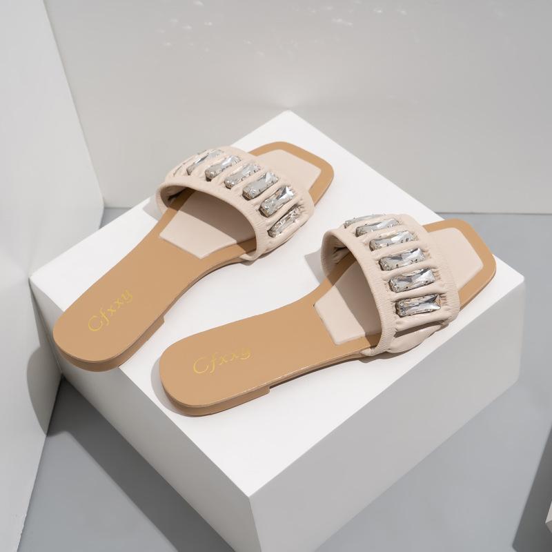 Rhinestone Leisure Flat Sandals Newgew