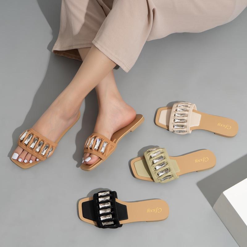 Rhinestone Leisure Flat Sandals Newgew