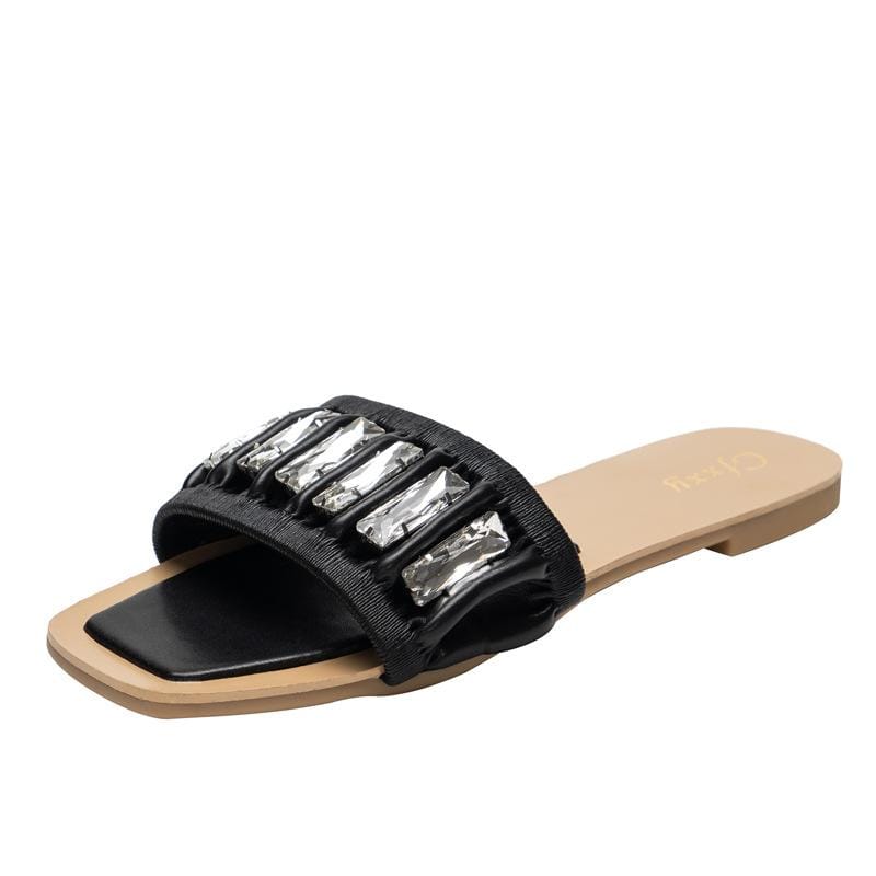 Rhinestone Leisure Flat Sandals Newgew