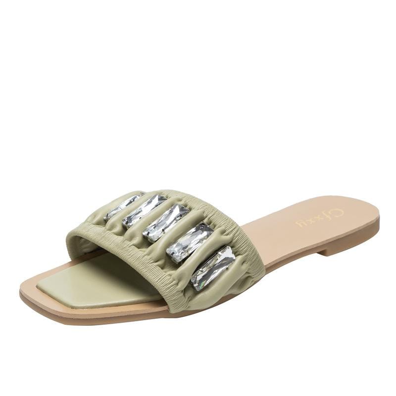 Rhinestone Leisure Flat Sandals Newgew