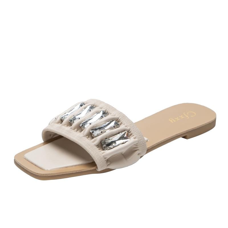 Rhinestone Leisure Flat Sandals Newgew