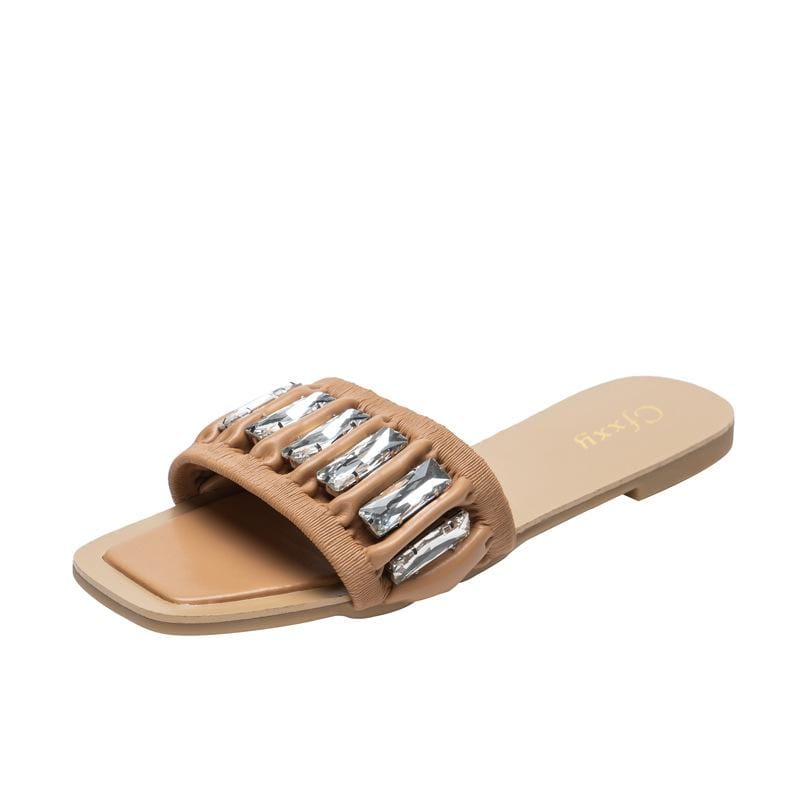 Rhinestone Leisure Flat Sandals Newgew