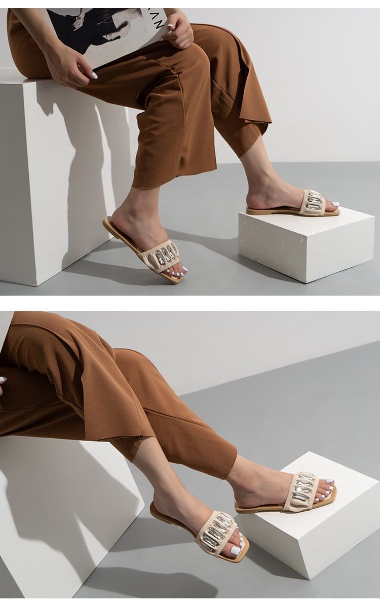 Rhinestone Leisure Flat Sandals Newgew