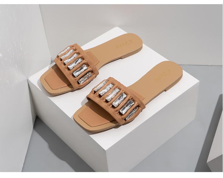 Rhinestone Leisure Flat Sandals Newgew
