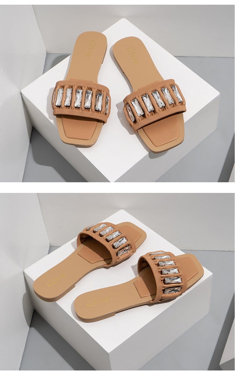 Rhinestone Leisure Flat Sandals Newgew