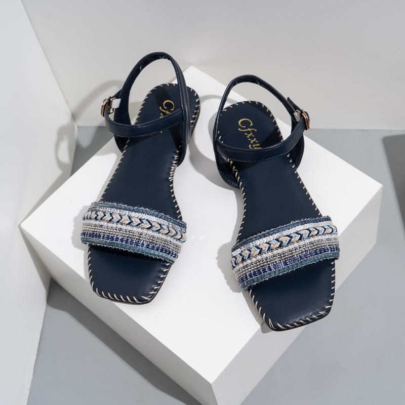 Versatile Square Head Flat Sandals Newgew