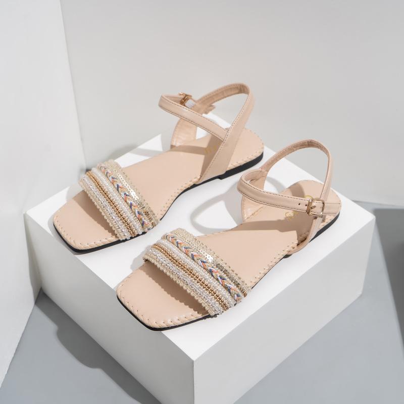 Versatile Square Head Flat Sandals Newgew