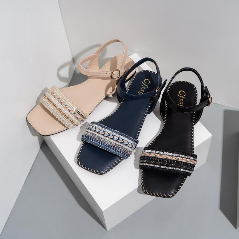 Versatile Square Head Flat Sandals Newgew