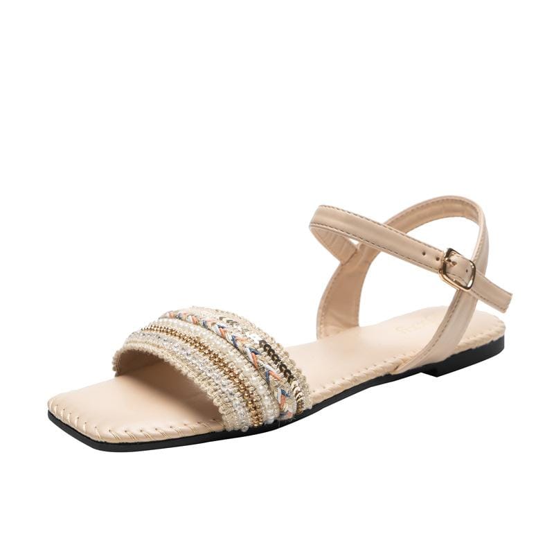 Versatile Square Head Flat Sandals Newgew